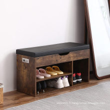 Banc de rangement pour armoire à chaussures avec coussin